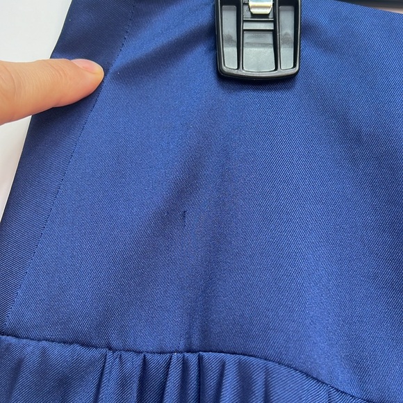 Blue Pleated Midi Skirt A-line Size 6P Shiny Fabric - Picture 5 of 9